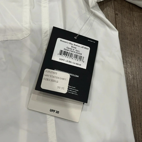 [L]Outdoor Research WMN Way Station UPF30 L/S Snow White Shirt - Picture 6 of 11